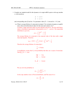 JHU 580.429 SB3 HW12: Stochastic dynamics 1. Consider our