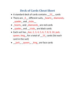 Deck of Cards Cheat Sheet