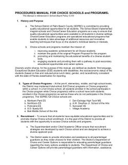 PROCEDURES MANUAL FOR CHOICE SCHOOLS and