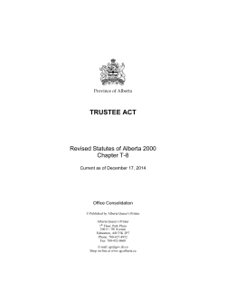 trustee act - Alberta Queen`s Printer