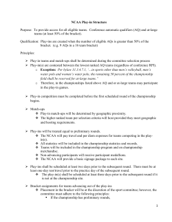 1 NCAA Play-in Structure Purpose