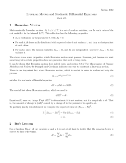 Brownian Motion and Stochastic Differential Equations