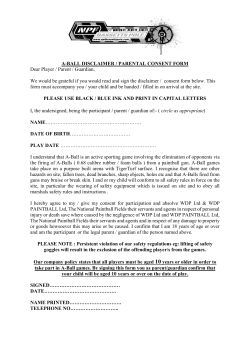 A-BALL DISCLAIMER / PARENTAL CONSENT FORM Dear Player