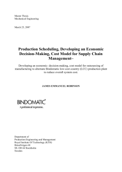 Production Scheduling, Developing an Economic Decision