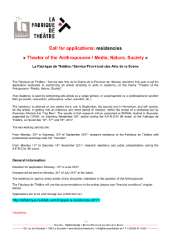 Call for applications: residencies &laquo; Theater of the Anthropocene / Me