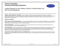 Carrier Corporation Commercial Rooftop Equipment Limited W