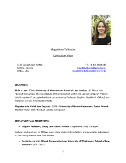 Magdalena Tulibacka Curriculum Vitae 1107 Dan Johnson Rd N.E.