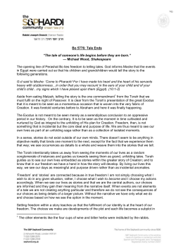 Bo 5776: Tale Ends “The tale of someone`s life begins before they