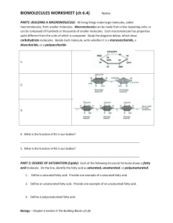 BIOMOLECULES WORKSHEET (ch 6.4)