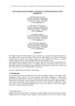ANP AND RATINGS MODEL APPLIED TO SUPPLIER SELECTION