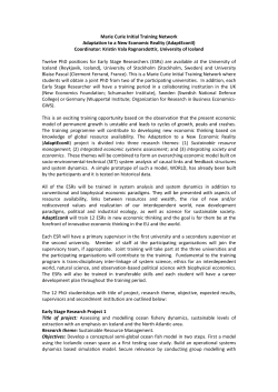 Marie Curie Initial Training Network Adaptation to a New Economic