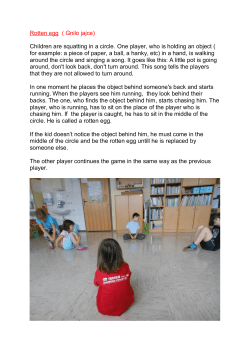 Rotten egg ( Gnilo jajce) Children are squatting in a circle. One