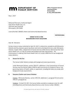 May 1, 2017 - Minnesota Department of Human Services