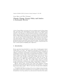 Climate Change, Energy Policy and Justice: A Systematic Review&lowast;
