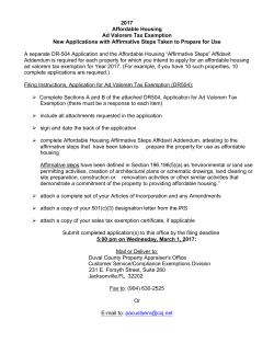 2017 Affordable Housing Ad Valorem Tax Exemption New