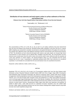 Distribution of trace elements and total organic carbon in surface