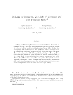 Bullying in Teenagers, The Role of Cognitive and Non