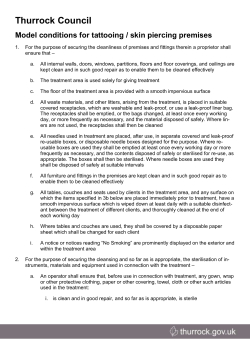 Thurrock Council - Model conditions for tattooing / skin piercing