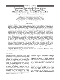 Comparison of Conventionally Measured Serum Bicarbonate