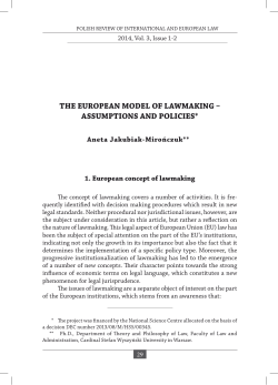 the european model of lawmaking &ndash; assumptions and policies