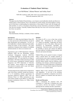 Evaluation of `Paddock Plants`