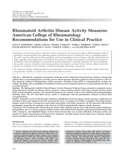Rheumatoid Arthritis Disease Activity Measures: American College