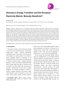 Germany`s Energy Transition and the European Electricity Market