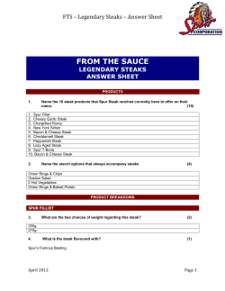 FTS &ndash; Legendary Steaks &ndash; Answer Sheet