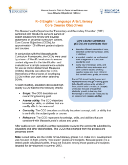 K-3 Literacy Example DDMs: Core Course Objectives