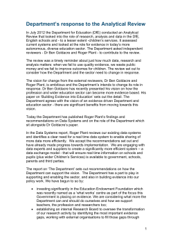 Department`s response to the Analytical Review