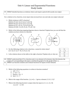Unit 4: Linear and Exponential Functions Study Guide 39 SWBAT