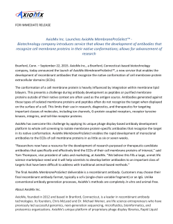 AxioMx Inc. Launches AxioMx MembraneProSelect