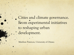 Cities and climate governance. From experimental initiatives to