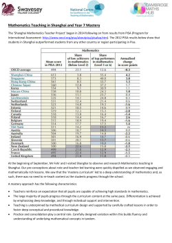 Mathematics Teaching in Shanghai and Year 7 Mastery