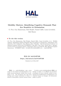 Mobility Matters: Identifying Cognitive Demands That Are - HAL