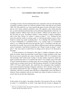 Can Constitutive Rules Guide Our Actions? Bernd Prien 1