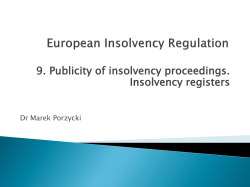 Publicity of insolvency proceedings. Insolvency registers