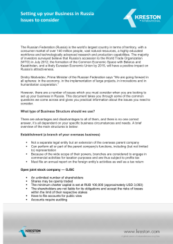 Setting up your Business in Russia Issues to consider