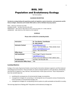 BIOL 302 Population and Evolutionary Ecology