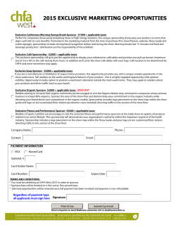 2015 EXCLUSIVE MARKETING OPPORTUNITIES