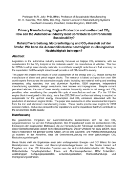 Primary Manufacturing, Engine Production and on-the