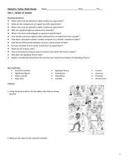 Honors Chemistry Semester 1 Exam Review