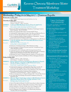 Reverse Osmosis/Membrane Water Treatment Workshop