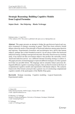 Strategic Reasoning: Building Cognitive Models from