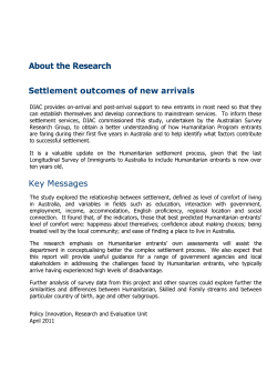 Settlement Outcomes of New Arrivals &ndash; Report of findings