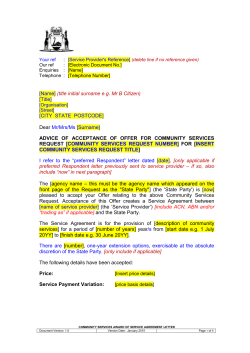 Letter - Award of Contract