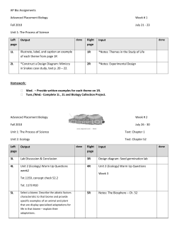 AP Bio Assignments Advanced Placement Biology Week # 1 Fall