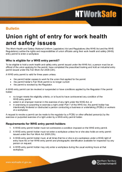 Union right of entry for work health and safety issues