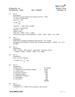 CPT Mock Test &ndash; 1st Duration : 1 Hours Test Booklet No. &ndash; 110011