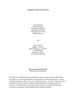 Nonprofit Executive Incentive Pay Steven Balsam Temple University